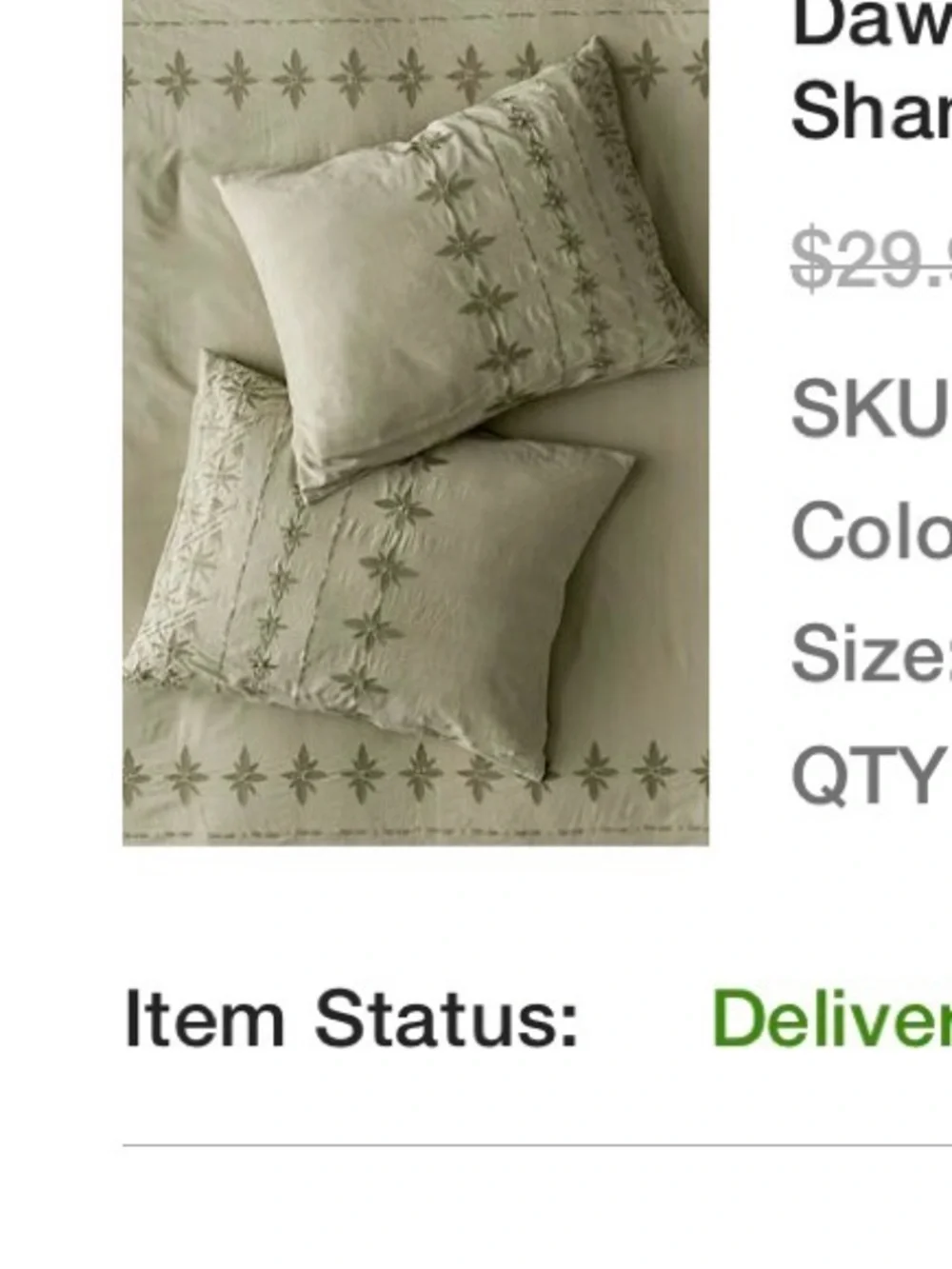 Urban Outfitters Sage Green Embroidered Duvet Cover
